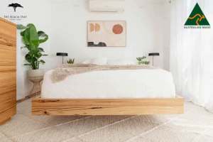 Aurora Solid Hardwood Timber Floating Bed Frame - Made in Melbourne