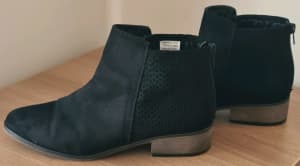 Faux Suede Black Ankle Boots Ladies Womens Teens Shoes work footwear