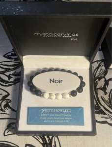 Crystal Carvings Australia -Noir (White Howlite)stretch bracelet. $35