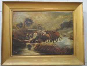 Vintage Painting by Ivy Norman 70cm x 50cm needs cleaning 1919 farm