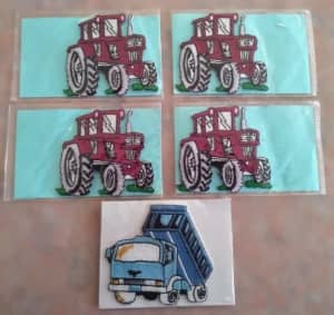 Sew-on Craft embroidered Cloth Badges Patches Truck & Tractors x 5
