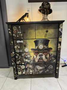 Upcycled steam punk tall boy