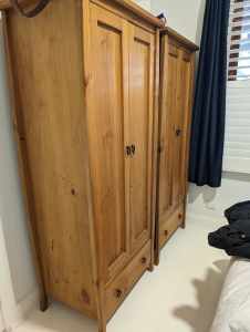 Wooden wardrobes with drawers 