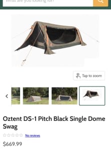 NEW Oztent DS-1 Pitch Black single dome swag