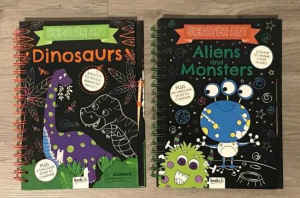 (Brand new) Childrens scratch art books - dinosaurs and aliens monste