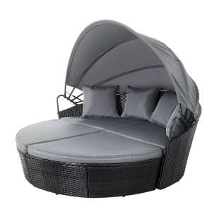 Gardeon Sun Lounge Setting Wicker Lounger Day Bed Outdoor Furniture P
