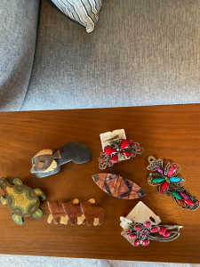 Selection of hair clips - coloured stones and animals.