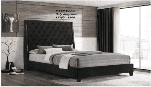 BRAND NEW king size VELVET BED BLACK HIGH BACK MODEL B2002 175cm high