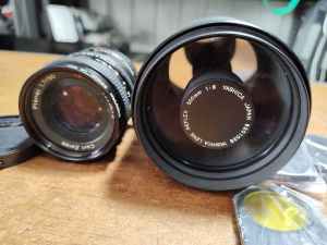 50mm Carl Zeiss Planar f1.7 and Yashica Reflex 500mm 1 : 8 Camera Lens