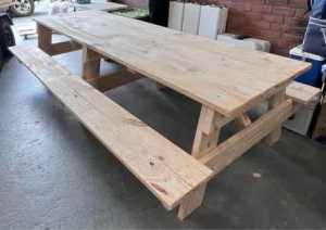 3.2m Picnic Table: 100% recycled raw pine.