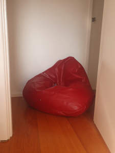 Large Red Faux Leather Bean Bag