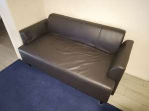 HEMLINGBY Two Seater Brown Leather Sofa