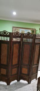 Antique dark wooden detailed room dividers screens x2