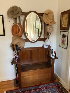 Antique hall stand with seat