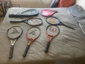 Multiple tennis rackets