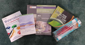 Brand New Art Supplies - Paints, Pads, Brushes, Folio, Book, DVD