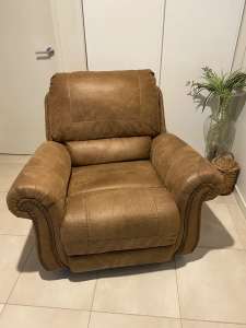 Large leather-look rocker/recliner