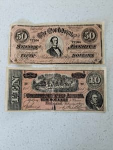 Replica Confederate 1864 notes (fake)