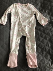 Tiny Twig Organic Cotton Baby Girl Footed Zipsuit Long Sleeves, 12-18M