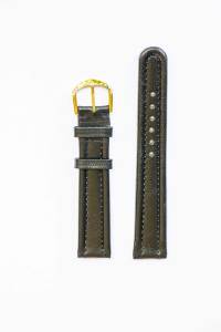 Watch wristband strap 18mm black leather, gold or silver color buckle