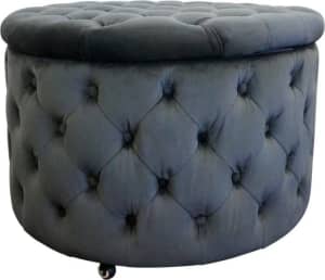 Tabitha Round Chesterfield Tufted Pouffe Storage