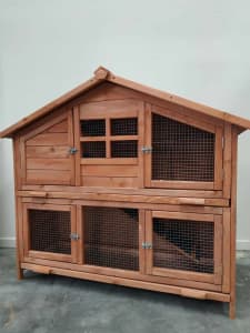 Double Story Rabbit Chook Guinea Pig Ferret Hutch House Coop Cage ED38