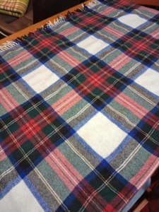 Mid-Century Patterned Tartan Throw Blanket by Onkaparinga (60% Wool)