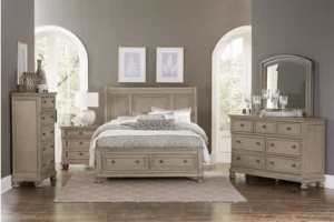 3 Piece Bethel Queen Bedside Suite In Grey with Lightly Wire-Brushed