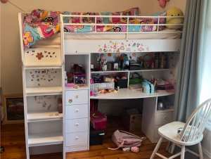 Bunk bed (single) with desk and cupboard underneath