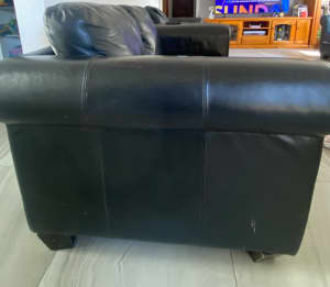 Three Black Leather 2-Seater Lounge Set for Sale