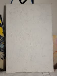 Large white textured canvas painted