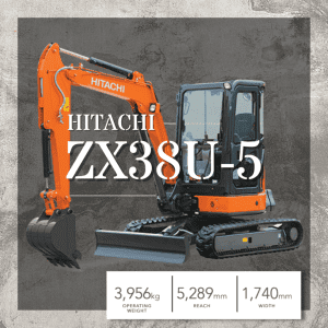 HITACHI ZAXIS ZX38U-5 3.8 TONNE MINI EXCAVATOR