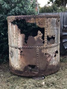 Large vintage steel cast iron riveted yard art