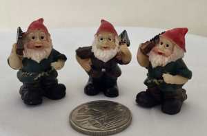 3 miniature gnomes.