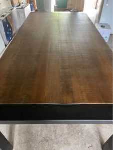 Hard wood table with metal legs