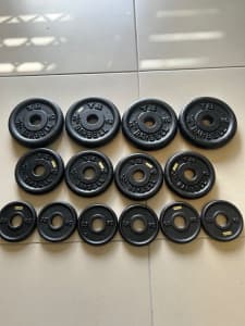 YB barbells, 2 1/2 kg, 1 1/4 kg and 0.5 kg. In as new condition.