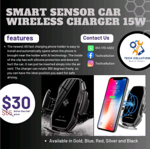 Smart Sensor Car Wireless Charger 15W