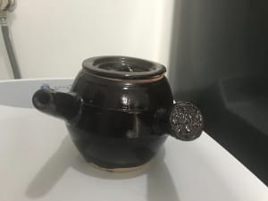 vintage side handled chinese, japanese herbal teapot