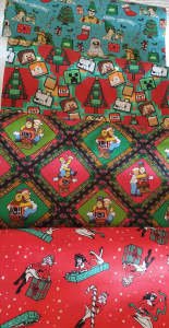 Christmas cotton quilting sewing fabric 1m Minecraft simpsons wiggles