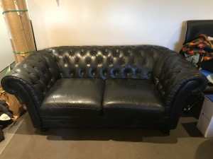 Chesterfield genuine leather 2 seat sofa