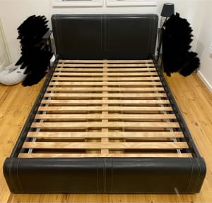 Leather Queen Bed With Storage