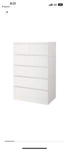 IKEA malm chest of draws in white