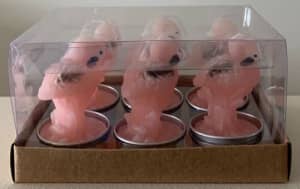 Dusk set of 6 light pink flamingo tealight candles