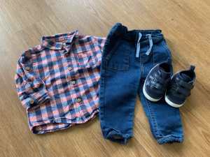 Next (UK) Boys Jeans, Target Shirt & Shoes - Size 00 (3-6m)