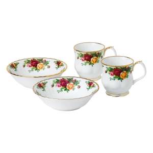 Royal Albert Old Country Roses 4-Piece Breakfast Set, Two Cereal Bowls