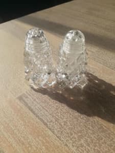 Vintage Cut Glass Crystal Salt & Pepper Shakers