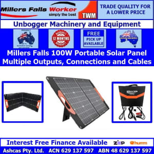 Millers Falls 100W Portable Solar Panel Camping 4x4 Off Grid Living