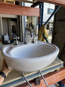 5 x Fowler semi recessed basins with taps included.