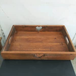 Large timber " love heart" breakfast tray.