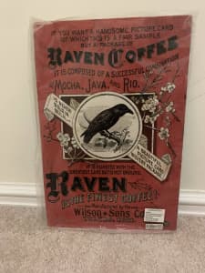 Retro Vintage Raven Coffee Metal Sign